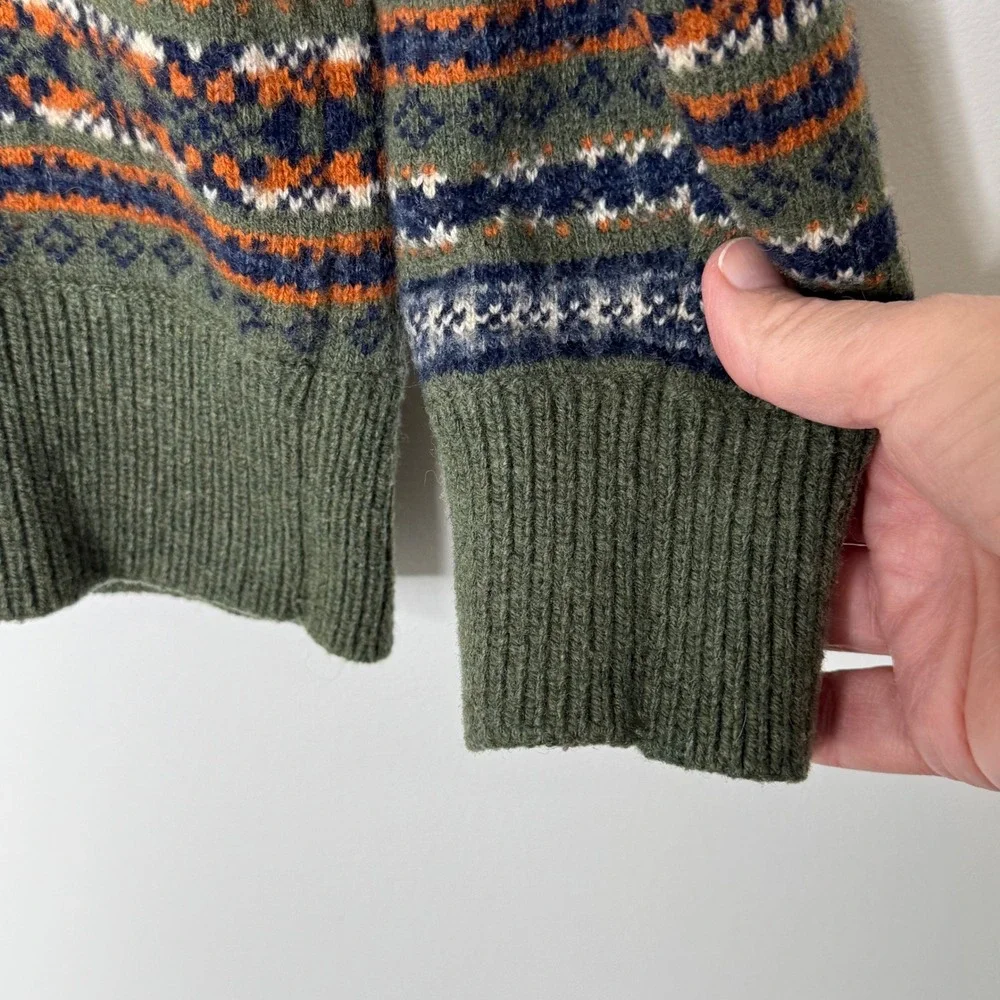 J. Crew Fair Isle Crew Neck Sweater Men's‎ Green Medium